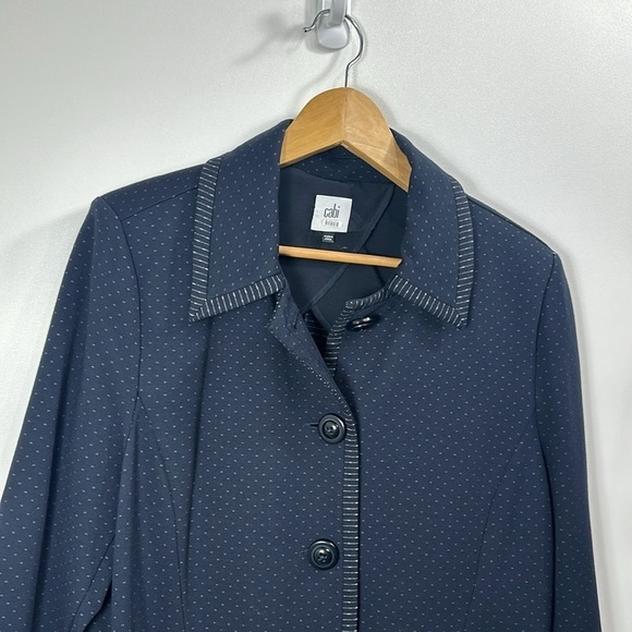 CAbi Carriage button front jacket navy blue dotted long  5658 size large - Picture 4 of 11